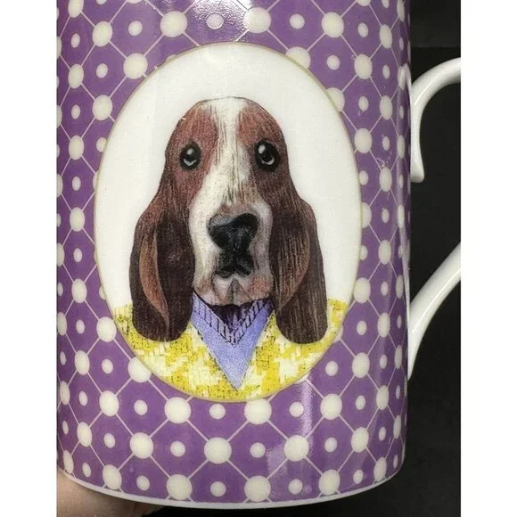 MEDARD DE NOBLAT UNE VIE DE CHIEN Basset Hound Mugs Cups 8 oz Set of 2 Limoges - Picture 9 of 9